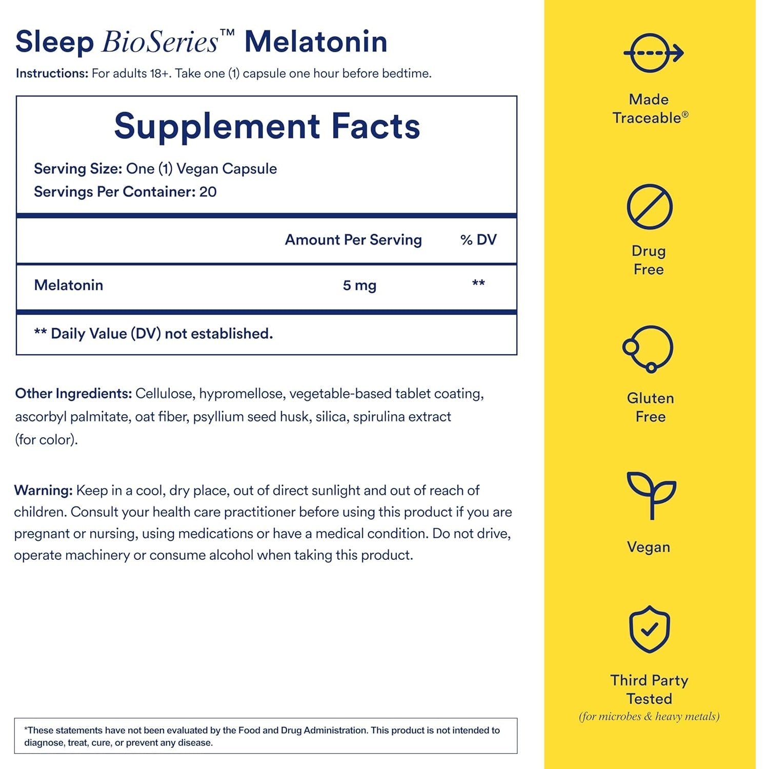 Ritual Sleep Melatonin 5Mg - Sleep Aid Supplement - Bioseries Time Released Capsules Designed for All Night* Sleep Support for Adults - Vegan - Drug-Free - Vanilla - 20 Capsules - 20 Servings