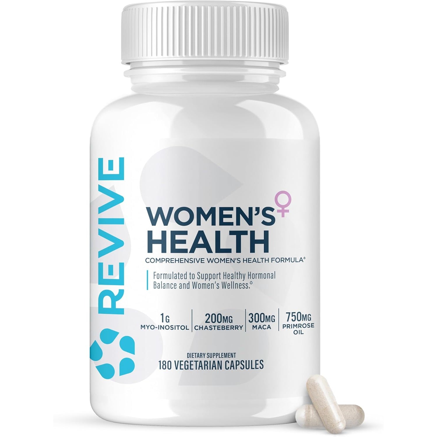 Revive MD Hormone Balance for Women – Hormone Support Supplement W/Myo-Inositol, Chaste Berry, DIM, Vitamins C & E, Evening Primrose Oil – Health & Hormonal Balance (180 Capsules, 30 Servings)