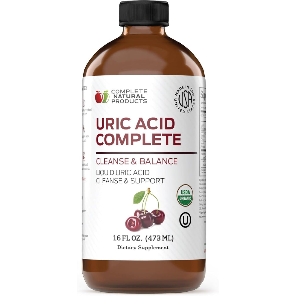 Complete Natural Products Uric Acid Complete - 16Oz Liquid Supplement to Support Uric Acid Cleanse, Kidney Health & Circulation with Apple Cider Vinegar, Tart Cherry, & Beet Root.