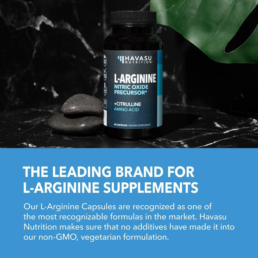 L-Arginine Capsules with L-Citrulline - Nitric Oxide Supplement - L Arginine and L Citrulline Blend - 60 Count - Vegan, Non-Gmo Capsules for Performance, Endurance and Muscle Support - 1 Month Supply
