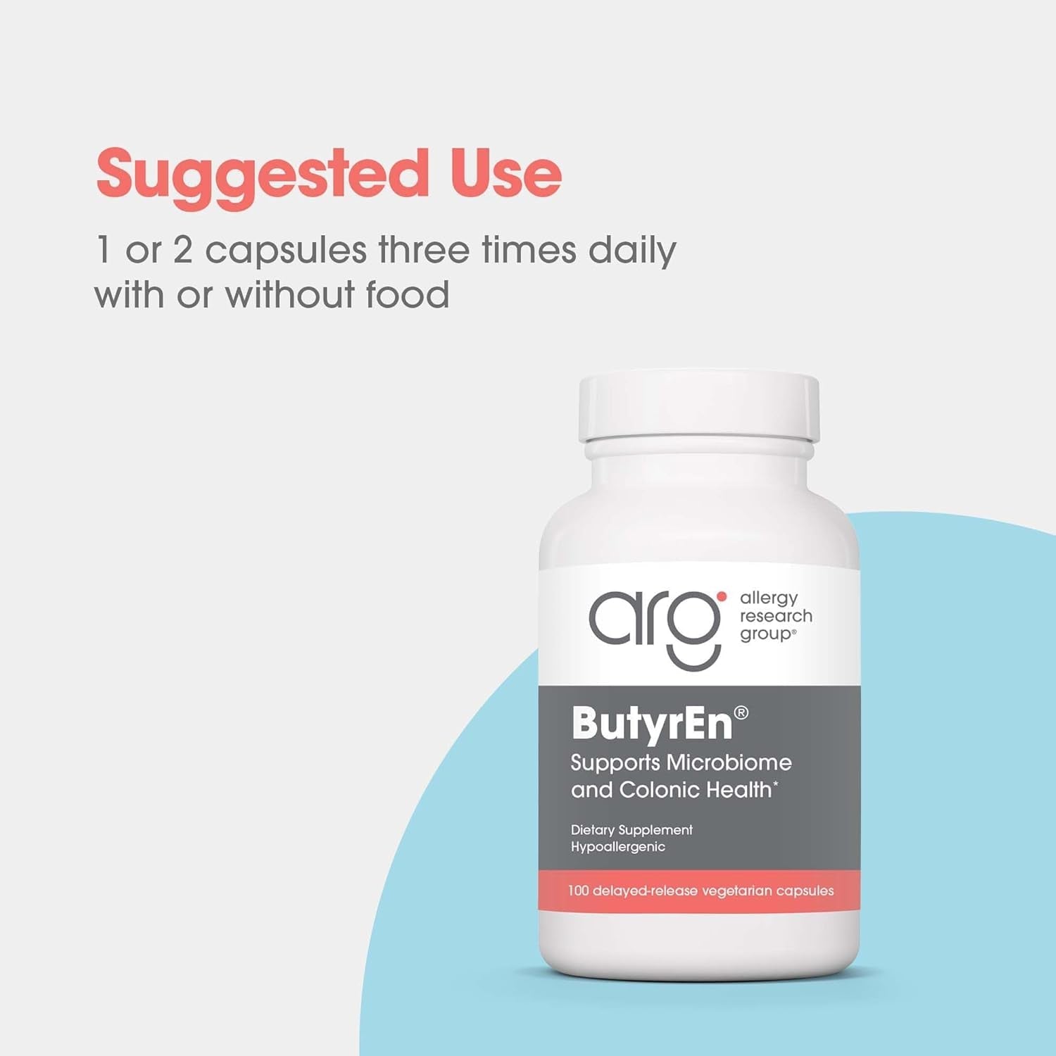 ARG Butyren Colon Lining Nutrition - Supports Gut and Colon Health - Digestive Support - Delivers 200 Mg - Vegetarian & Hypoallergenic - 100 Servings - 100 Delayed-Release Capsules