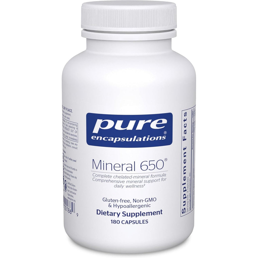 Pure Encapsulations Mineral 650 | Hypoallergenic Combination of Balanced Chelated|Minerals | 180 Capsules