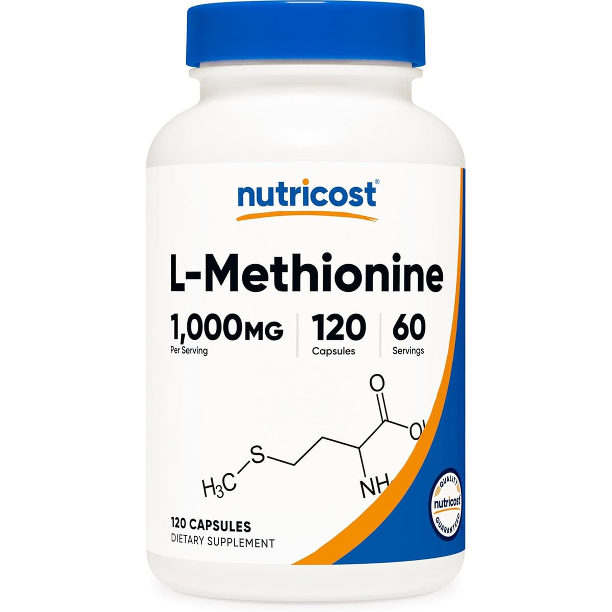 Nutricost L-Methionine (1,000 Mg) 120 Capsules - 60 Servings, Gluten-Free, Gmo-Free