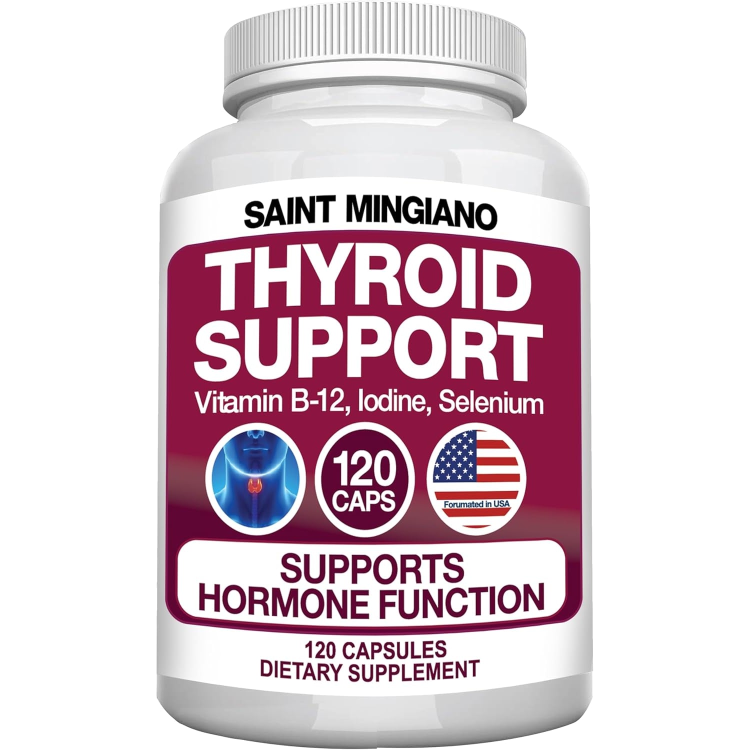 Thyroid Support Supplement with Iodine |120 Capsules to Help Body Mass & Improve Energy, Cardiovascular, Energy & Focus Formula | 14 Natural Vitamins