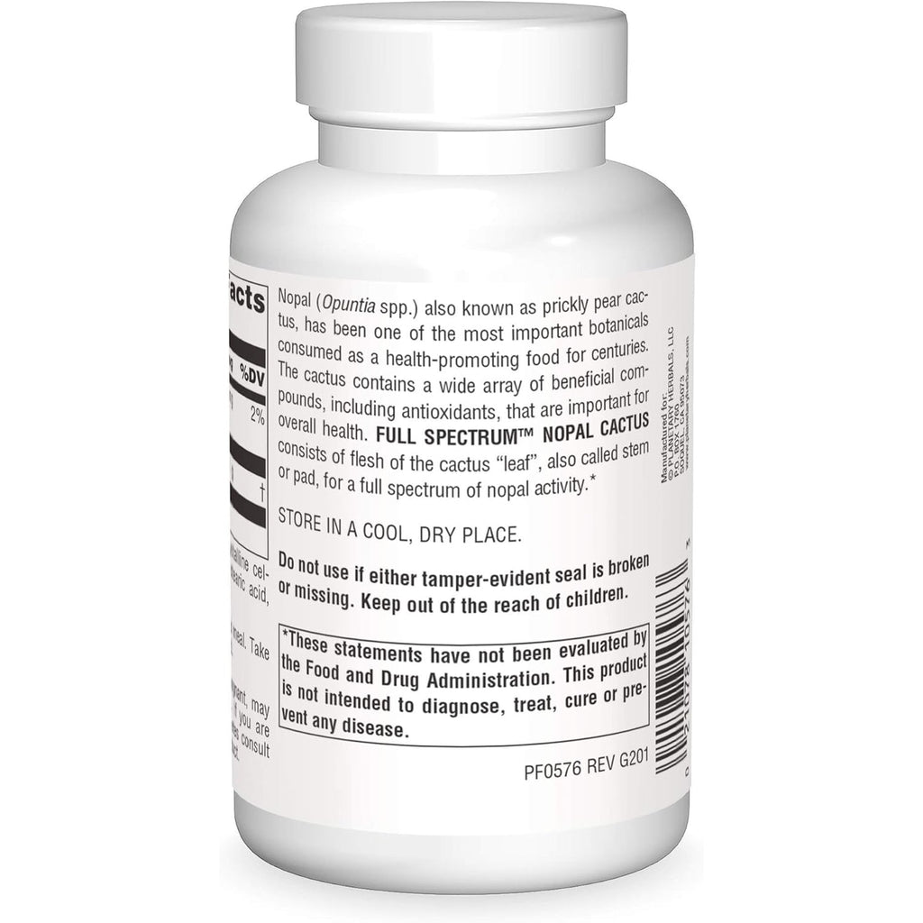 Planetary Herbals Full Spectrum Nopal Cactus, Prickly Pear Cactus, 1000 Mg, with Prickley Pear Leaf - 120 Tablets