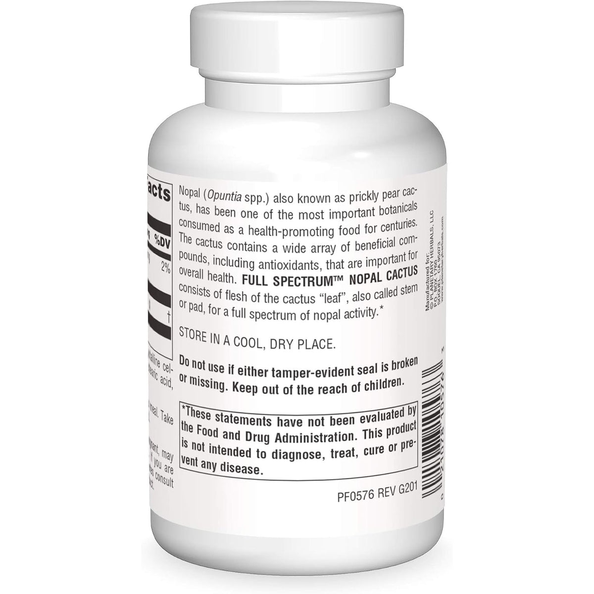 Planetary Herbals Full Spectrum Nopal Cactus, Prickly Pear Cactus, 1000 Mg, with Prickley Pear Leaf - 120 Tablets