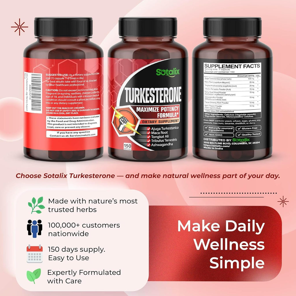 Ultra Turkesterone Ajuga Turkestanica Standardized 20% Turkesterone High Potency with Maca Root Tribulus Terrestris - Muscle Growth Energy Memory Support