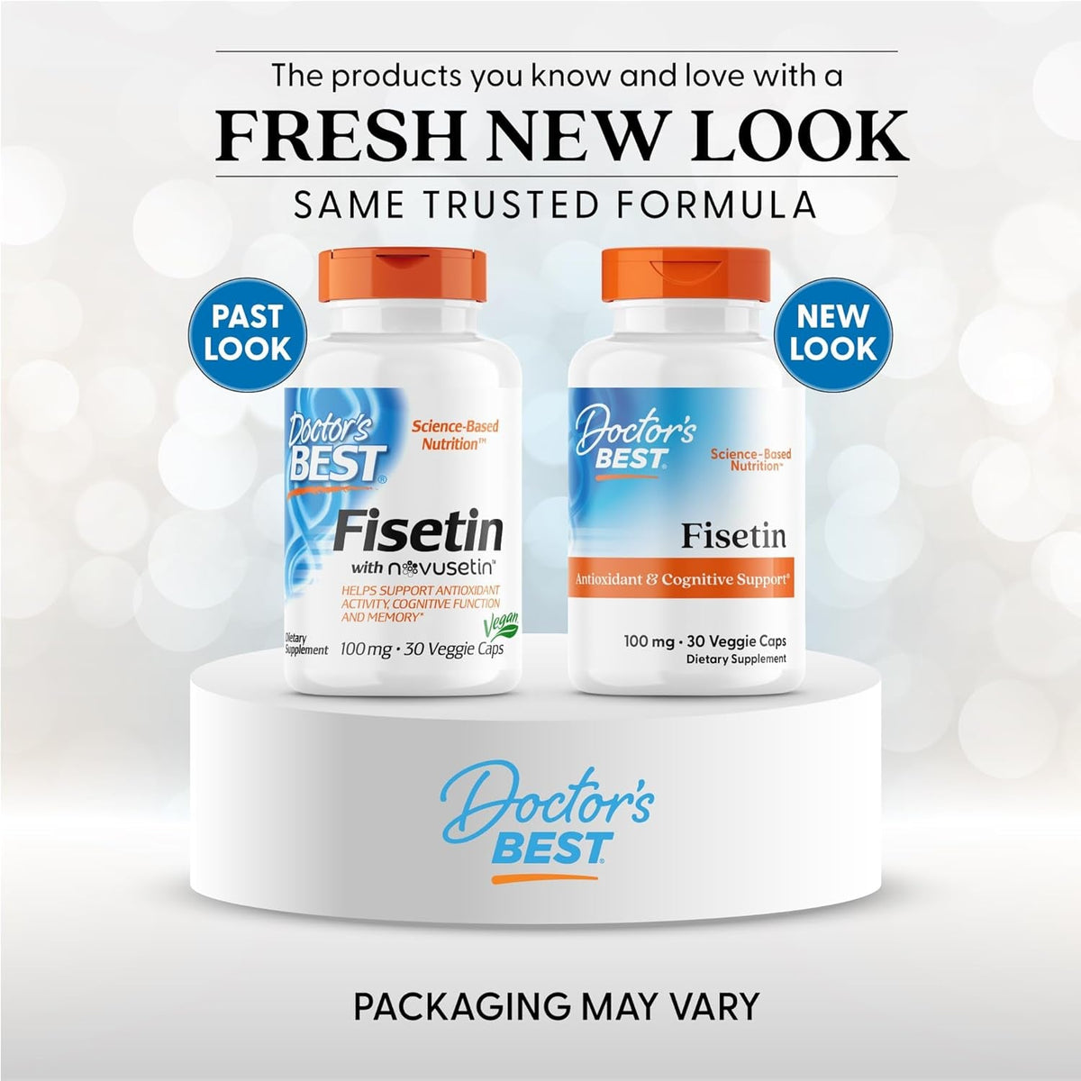 Doctor'S Best Fisetin Supplement 100 Mg for Men & Women - Brain Health & Antioxidant Support, Fisetin Capsules (As Novusetin) 100Mg per Serving, Vegan, Gluten Free, Soy Free, Non GMO - 30 Veg Caps