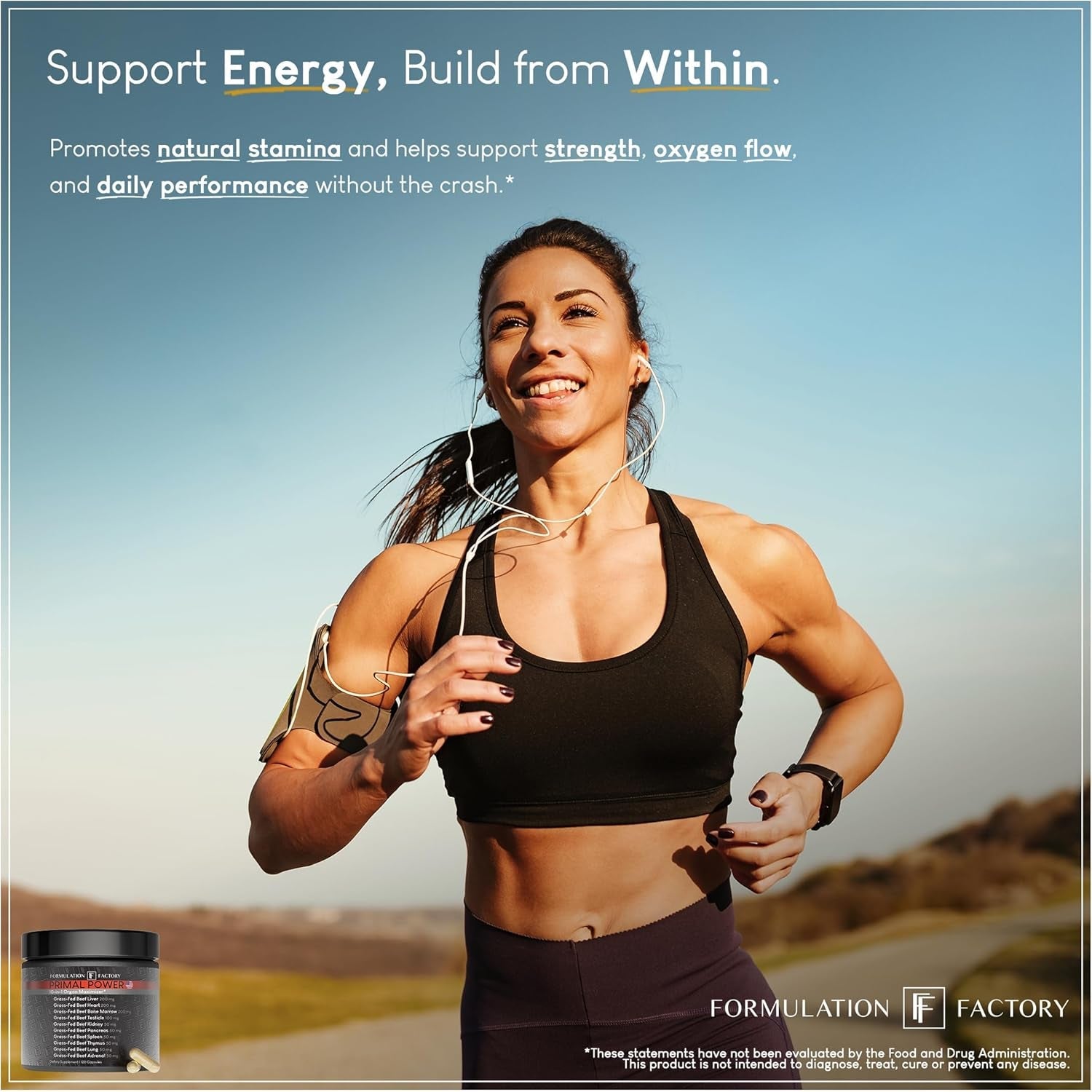 Formulation Factory Primal Power 10-In-1 Grass-Fed Beef Organ Complex with Liver, Heart, Bone Marrow, Orchic, Kidney, Spleen, Pancreas, Adrenals, Thymus & Brain - 120 Capsules