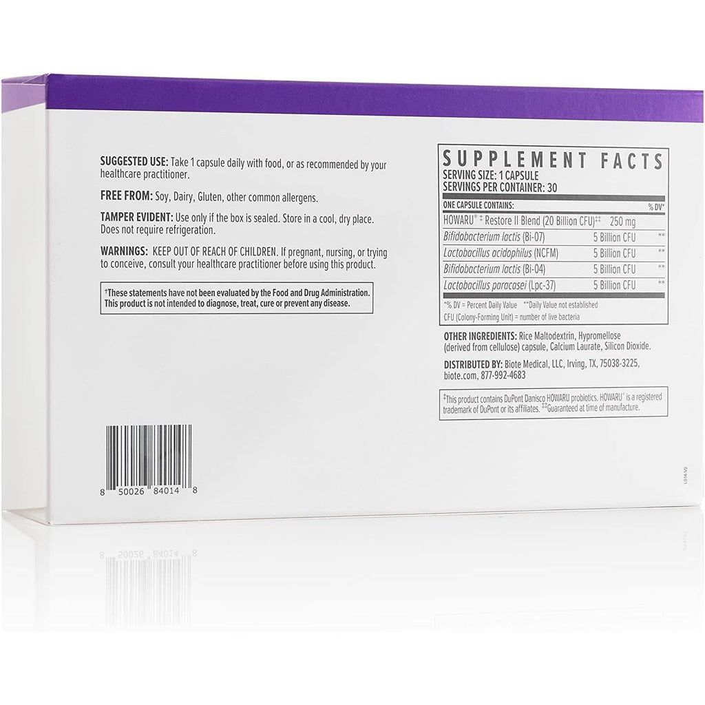 Biote Nutraceuticals - Multi-Strain PROBIOTIC 20B - Gut + Digestive (30 Capsules)