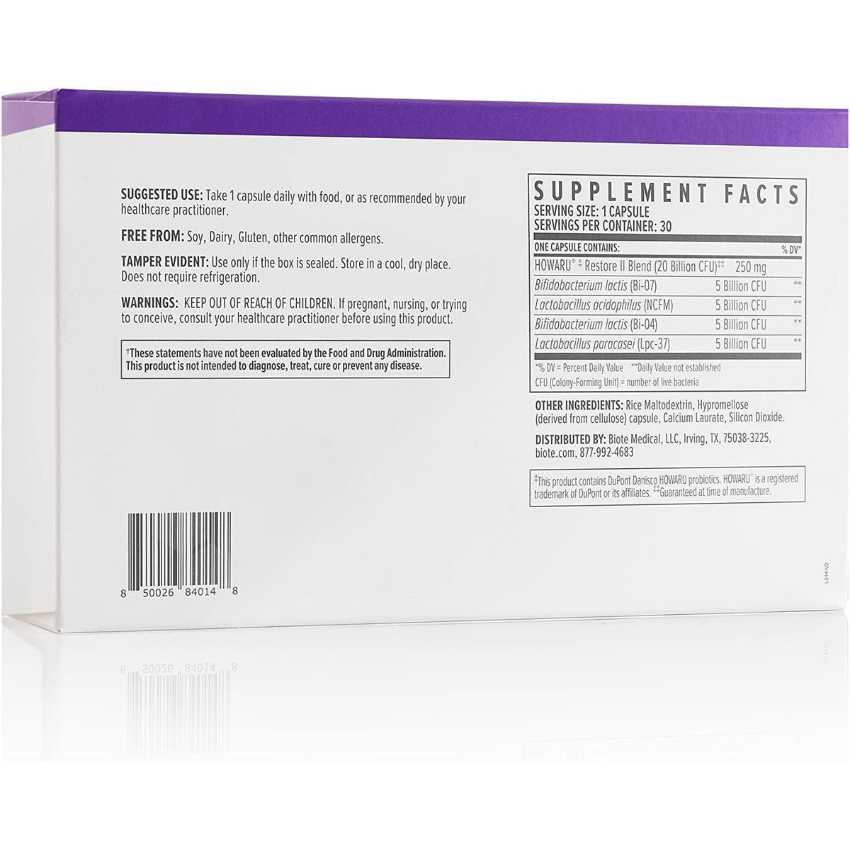 Biote Nutraceuticals - Multi-Strain PROBIOTIC 20B - Gut + Digestive (30 Capsules)