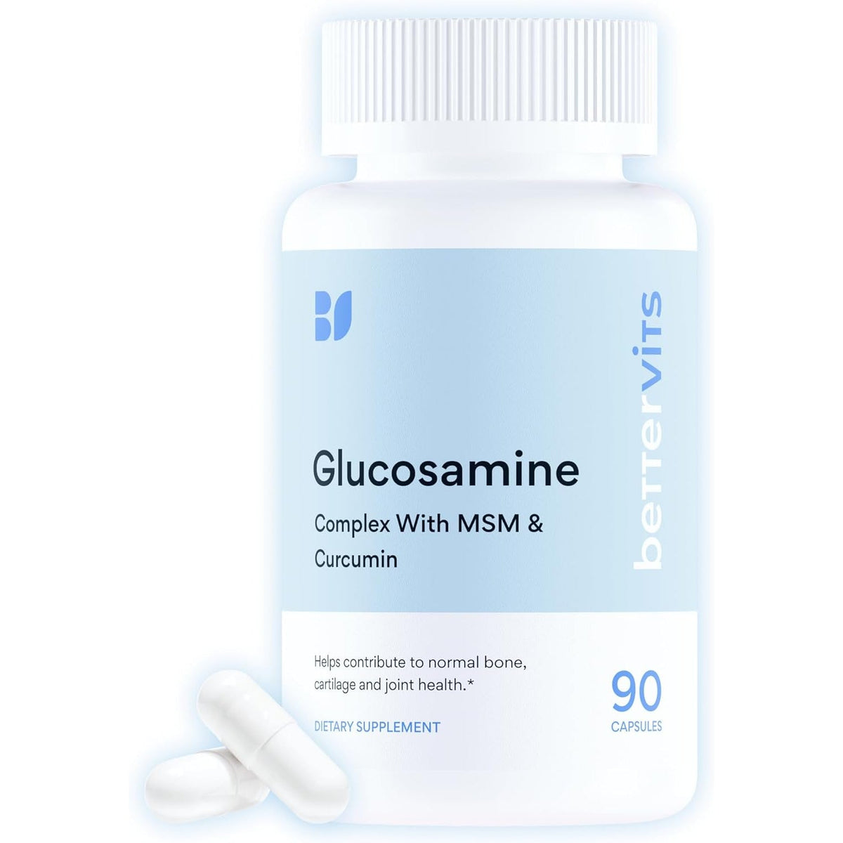 Bettervits Glucosamine Complex with MSM Сhondroitin | Joint Supplements for Women and Men with Vitamin C | Arthritis Support Supplement for Mobility & Flexibility - 90 Capsules