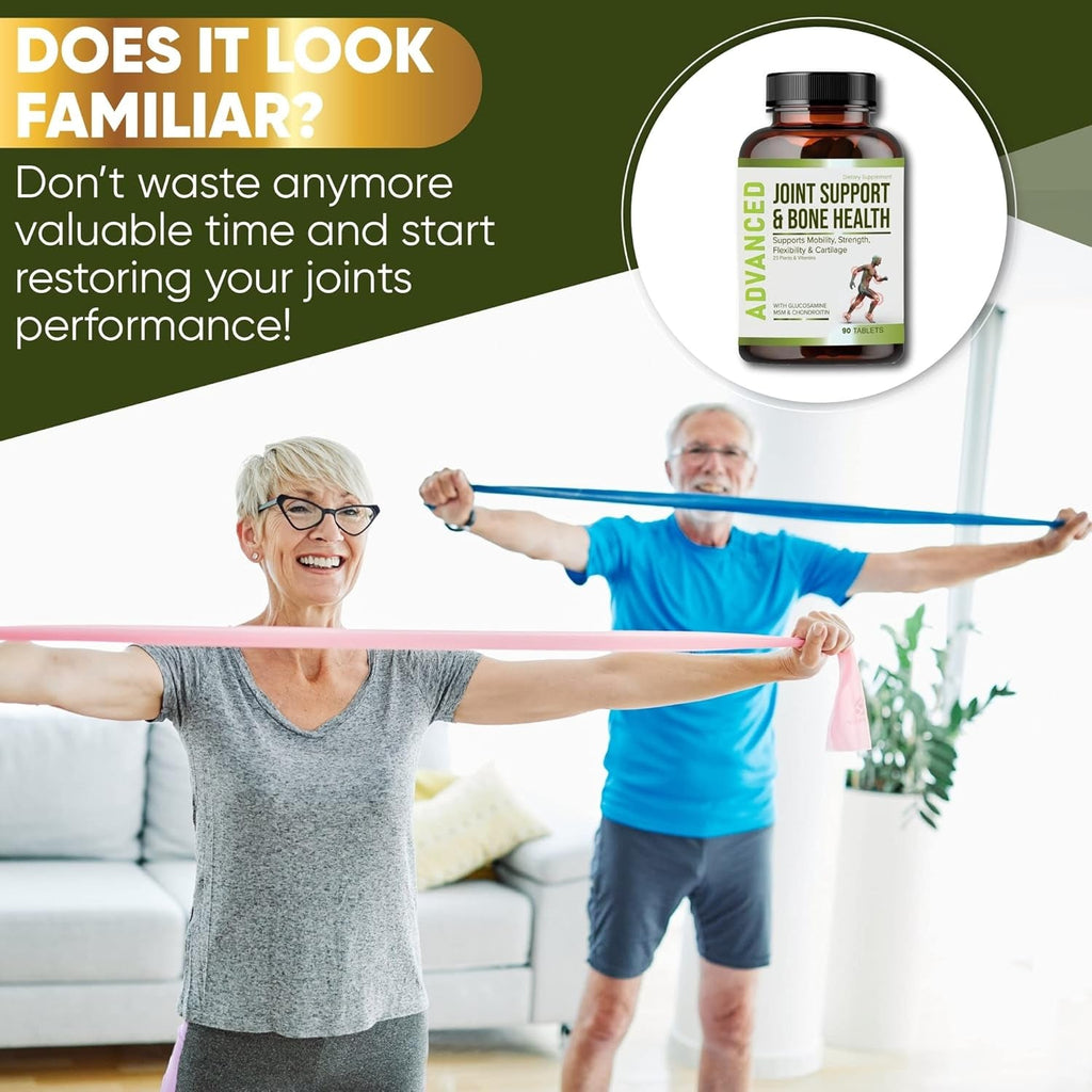 Nutrapro Glucosamine Chondroitin MSM Joint Relief Supplements & Bone Health - for Knee & Joint Relief, Bone Strength, Joint Health, Movement, Flexibility, Strength & Comfort.45 Days Servings