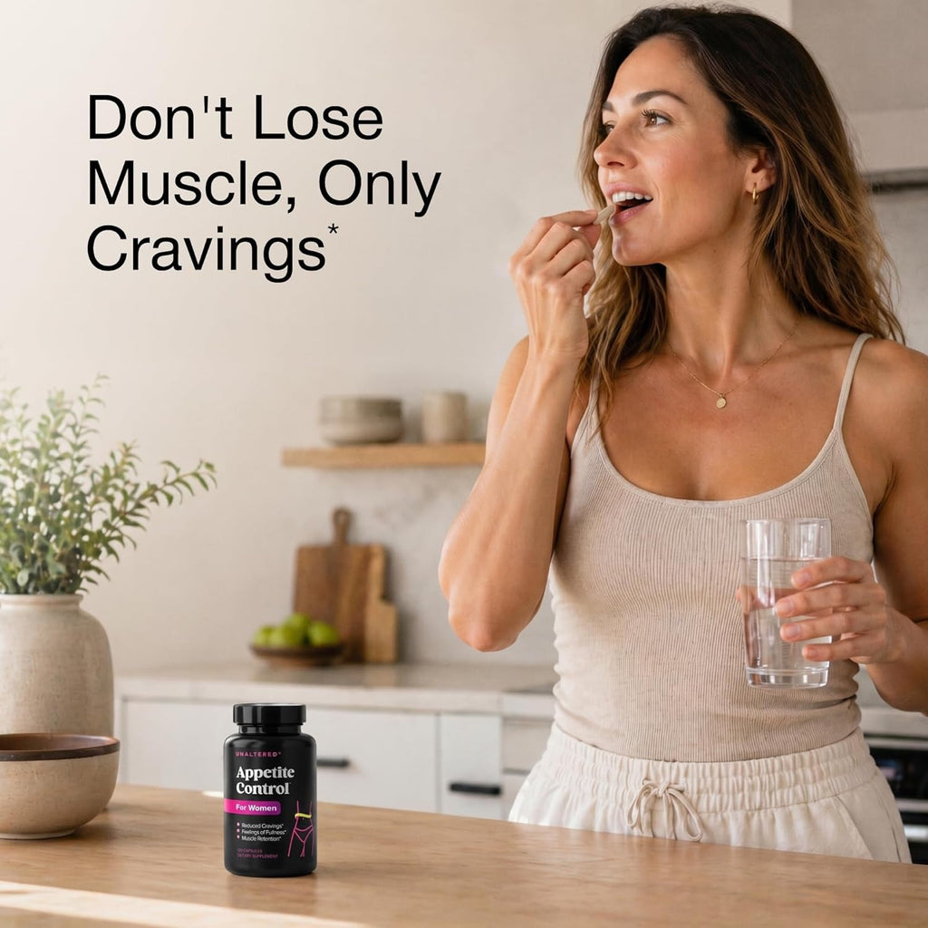 UNALTERED Appetite Control for Women - Support Cravings, Fullness, & Weight Management - Dietary Supplement with Chromium Picolinate & Glucomannan - 120 Vegan Capsules