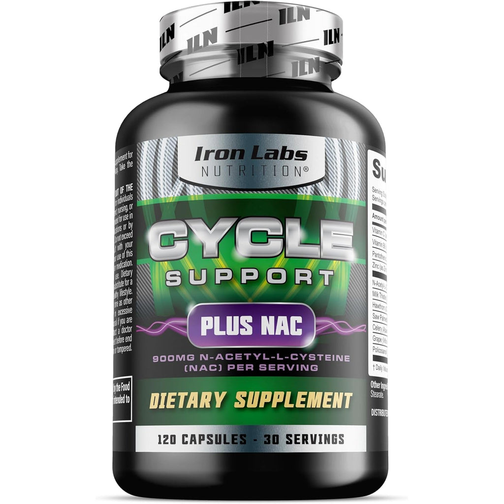 Iron Labs Nutrition: Cycle Support plus NAC (N-Acetyl-L-Cysteine) - on Cycle Support Supplements for Men - N Acetyl L Cysteine and Milk Thistle (120 Capsules)
