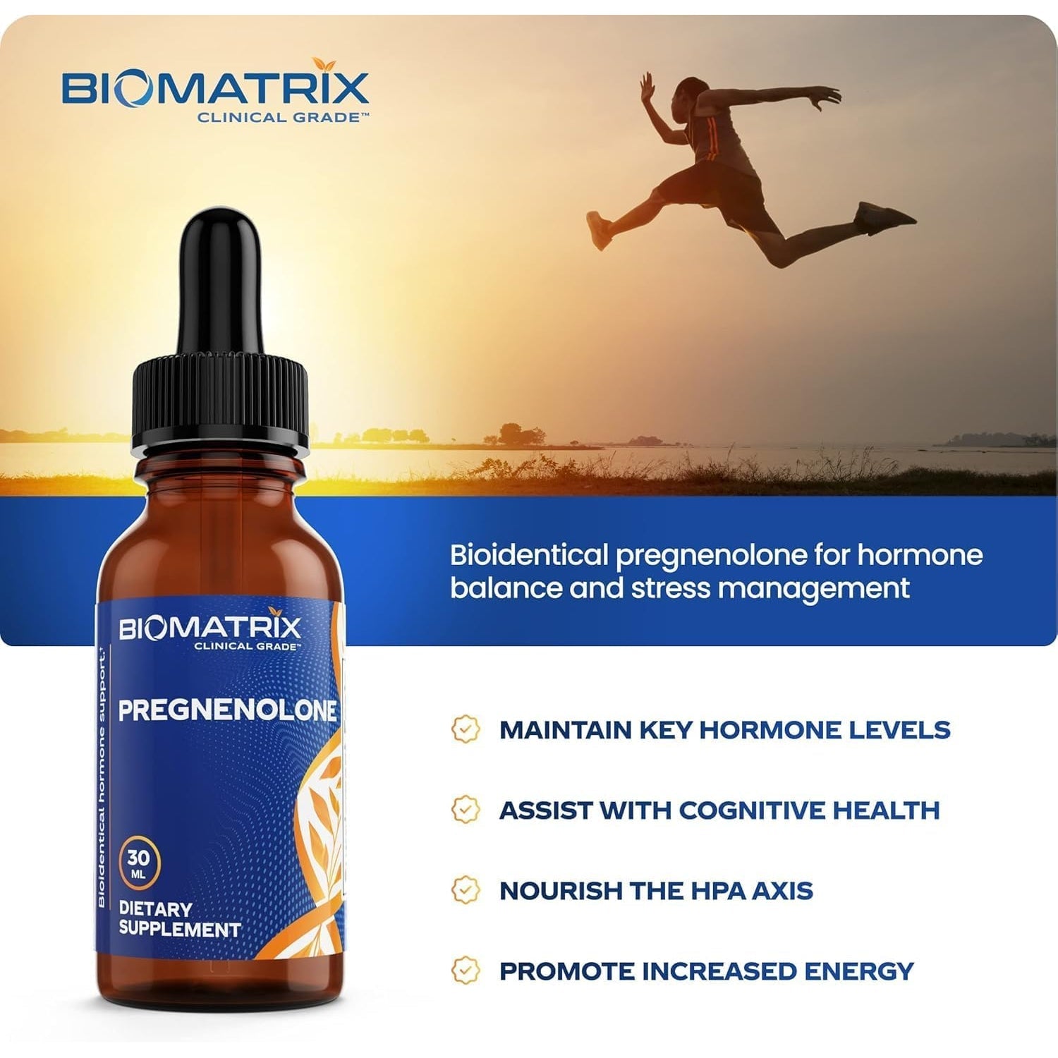Biomatrix Pregnenolone Supplement, Sublingual Micronized Liquid for Memory, Mood, Brain Health | 3X Better Absorption than Capsules (30 Ml) - 30-60 Day Supply