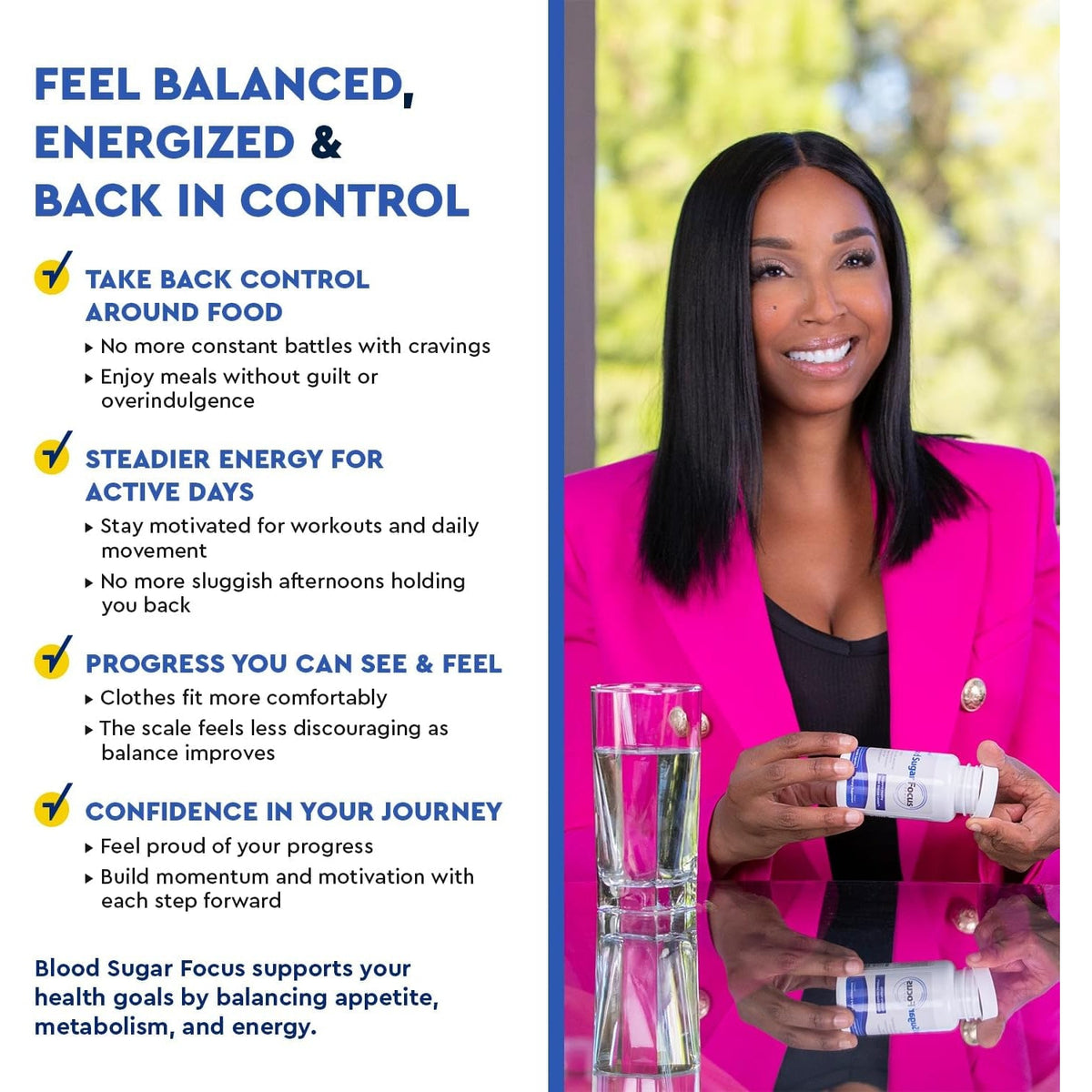 JJ Smith Blood Sugar Focus – Glucose Control Complex with Eriomin, Cinnamon Bark, Chromium Picolinate & Alpha Lipoic Acid – GLP-1 Supplement for Cravings, Sugar Control, Energy & Healthy Weight