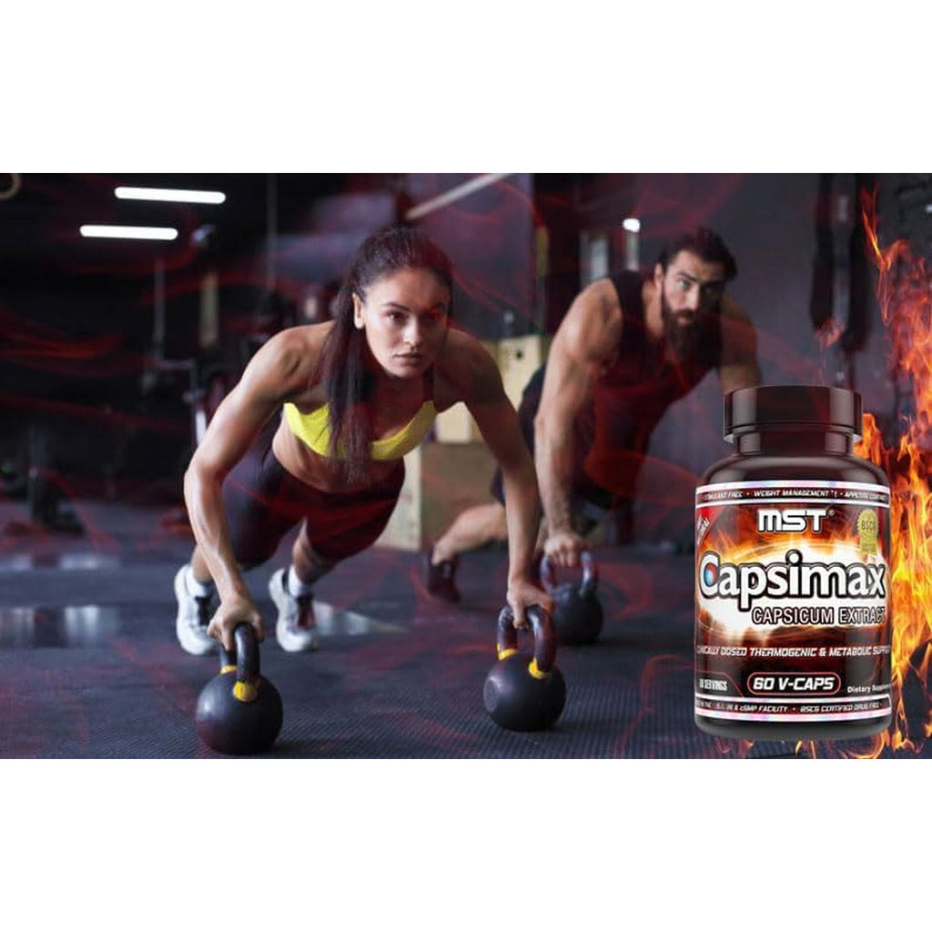 MST Capsimax Supplement 100Mg V Capsules, 60 Servings Clinically Dosed Weight Management, Thermogenic, Appetite Control, Calorie Burning, Metabolic Health, Stimulant Free. BSCG Certified