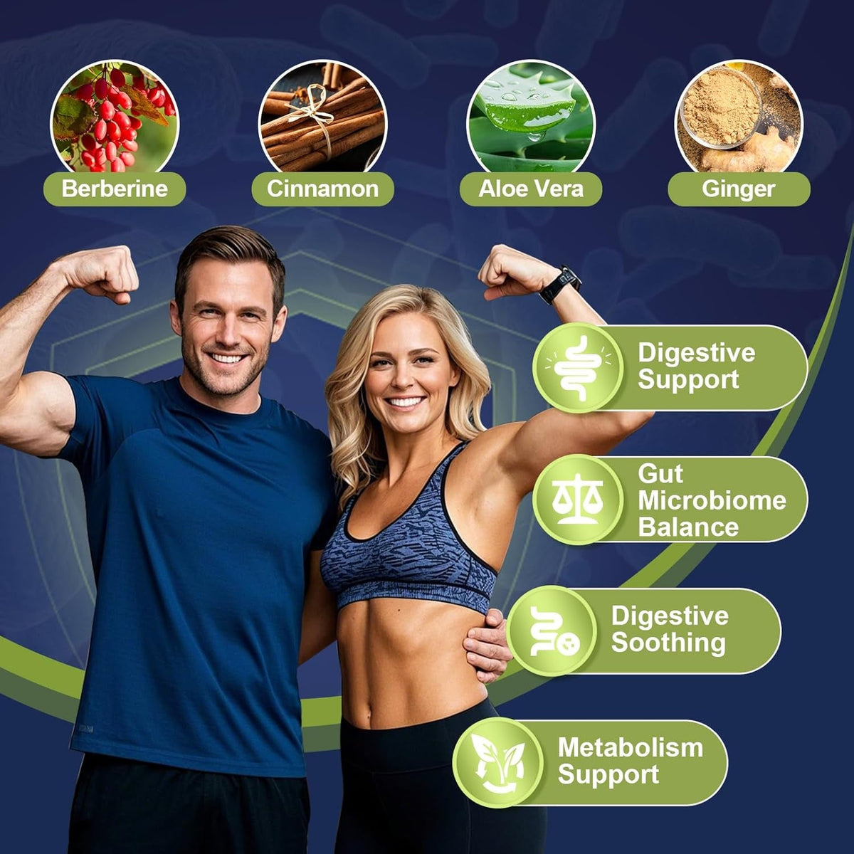 Migcopat Probiotic Prebiotic, Postbiotic & Digestive Enzymes for Digestive Health, 80 Billion CFU Probiotics Complete Gut Support with Berberine, Cinnamon, L-Glutamine, for Men & Women, 120 Capsules