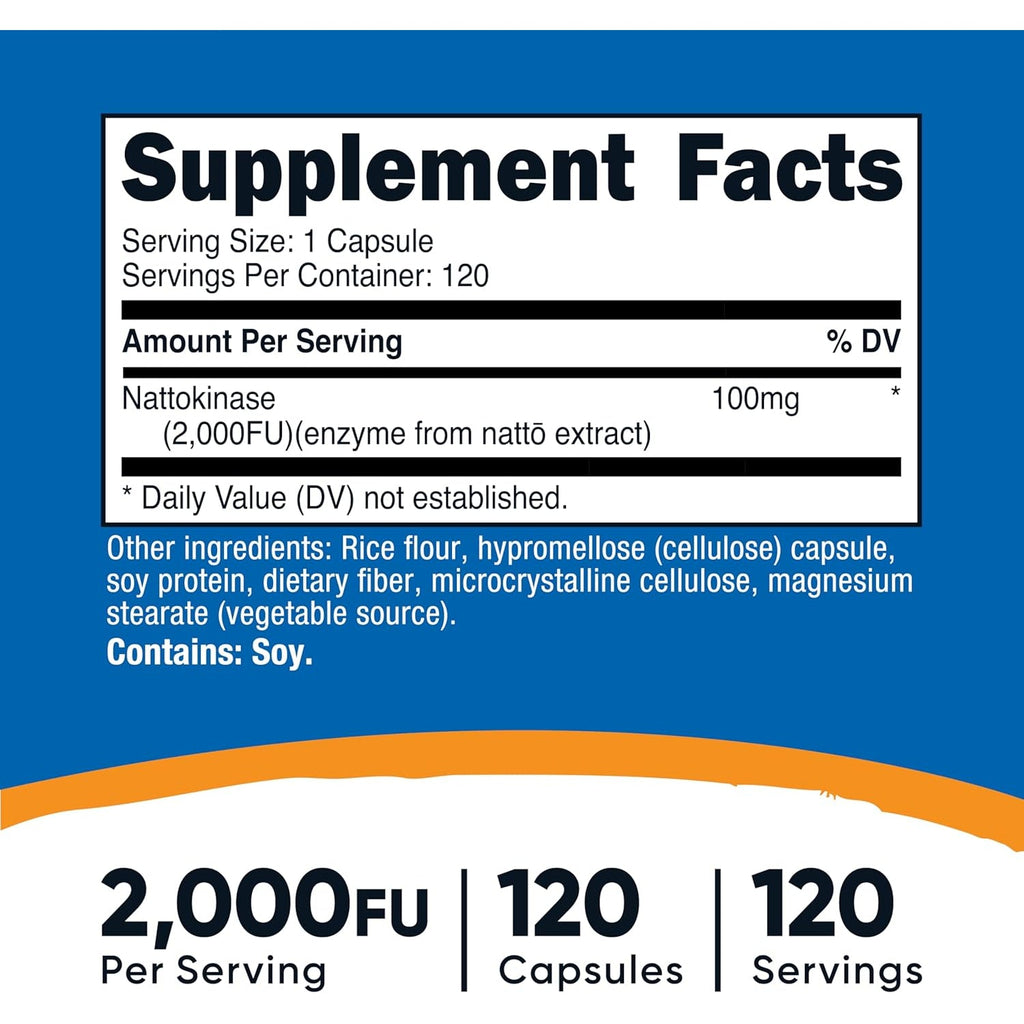 Nutricost Nattokinase 2,000FU, 120 Capsules - Gluten Free, Non-Gmo, Vegetarian Friendly