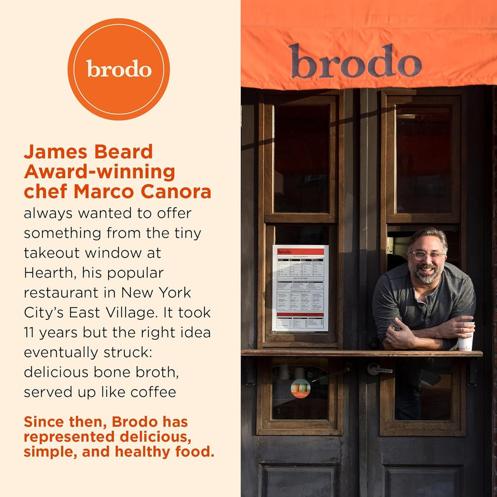 Brodo Deeply Rooted Organic Chicken Broth with Turmeric & Ginger, Nutrient-Rich Chicken Bone Broth Organic, High in Protein and Collagen for Wellness and Cooking, (6X 8.3 Oz. Pouches)