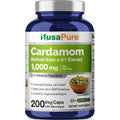 Nusapure Cardamom Capsules, 1000 Mg, 200 Veg Capsules (Non-Gmo, Vegan)