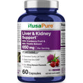 Nusapure Liver & Kidney Support with Cranberry Fruit & Milk Thistle Extract 650 Mg 60 Capsules Non-Gmo Soyfree Dietary Supplement