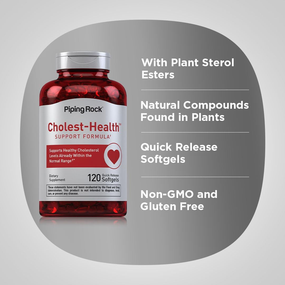 Piping Rock Cholesterol Health Supplement | 120 Softgels | Plant Sterols Formula | Non-Gmo, Gluten Free