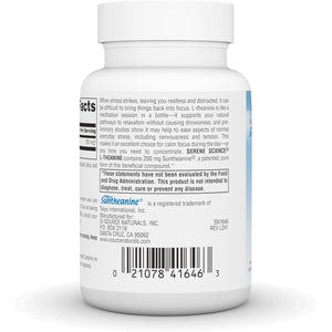 Source Naturals Serene Science L-Theanine, Made with Suntheanine, for Focused Relaxation, 200 Mg - 60 Capsules