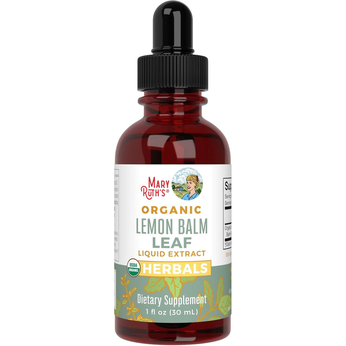 MARYRUTH'S Organics Lemon Balm Leaf Liquid Extract | Mood Support | Relaxation | Calming | Nervine Herbal | Lemon Balm Tincture | USDA Organic | Vegan | Non-Gmo | Gluten Free | 1 Fl Oz