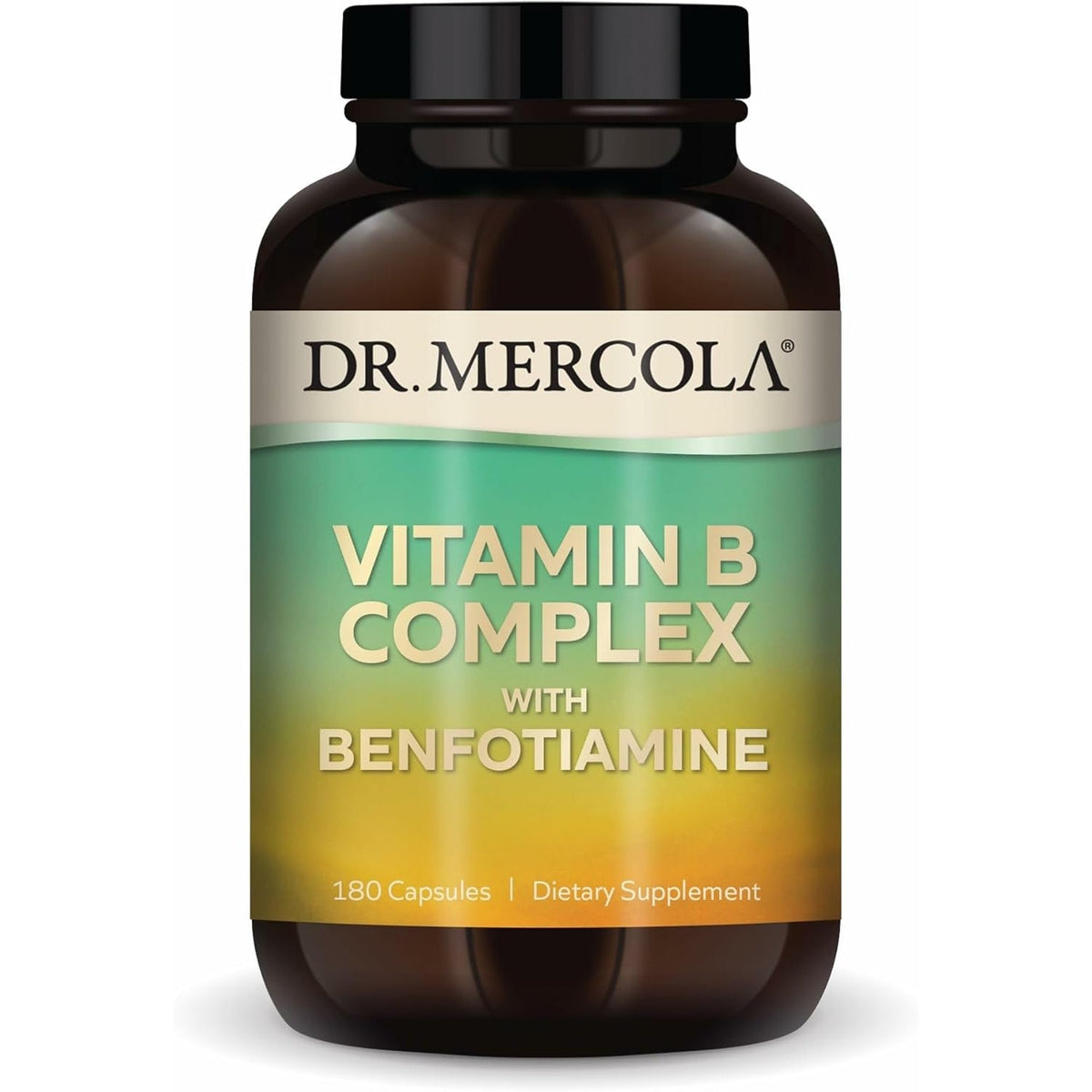 Dr. Mercola Vitamin B Complex with Benfotiamine - Supports Cellular, Brain & Immune Health - Non-Gmo, Gluten-Free & Soy-Free - 180 Capsules (90 Servings)