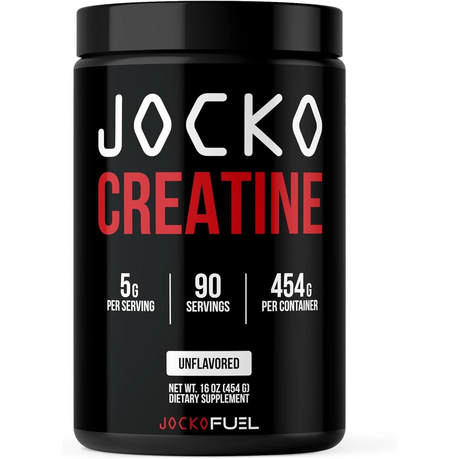 Jocko Fuel Creatine Monohydrate, Pure Micronized Powder for Men & Women, Supports Muscle Growth, Strength, Recovery & Cognition, Unflavored, 450 Grams, 90 Servings
