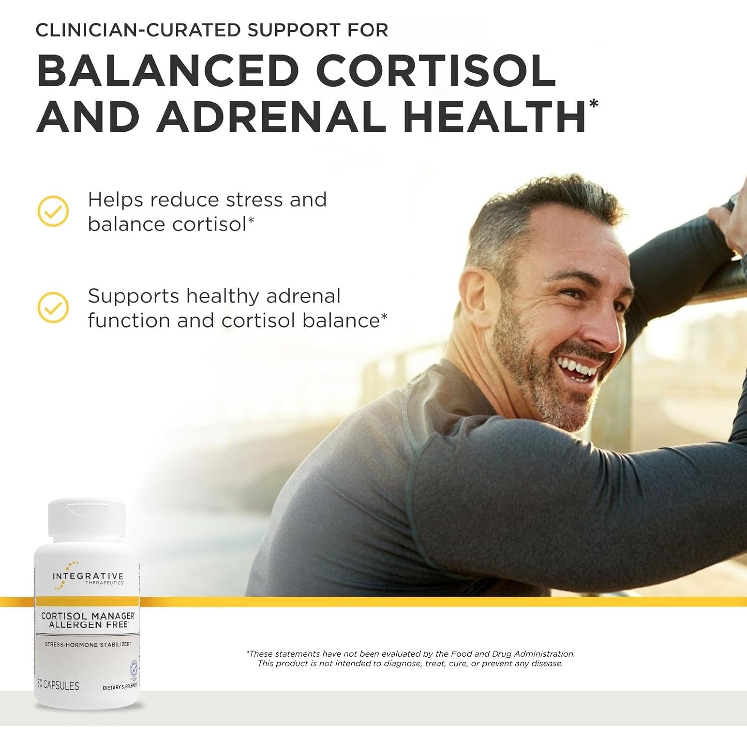 Integrative Therapeutics Cortisol Manager Allergen Free - Adrenal Health Support Supplement for Healthy Stress Response* - Vegan, Non-Dairy & Gluten-Free - 30 Capsules (15 Servings)