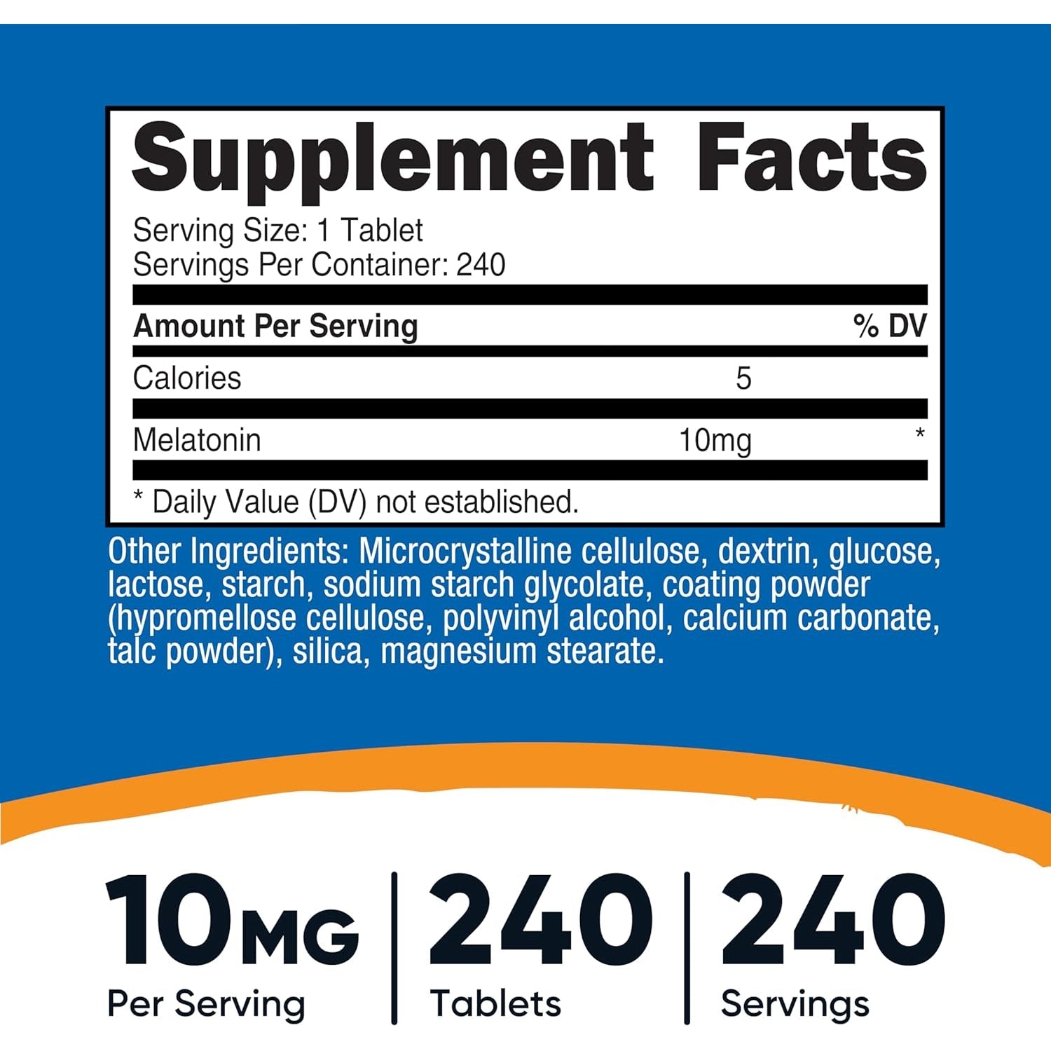 Nutricost Melatonin 10Mg, 240 Tablets - 10Mg per Serving, Non-Gmo, Gluten Free