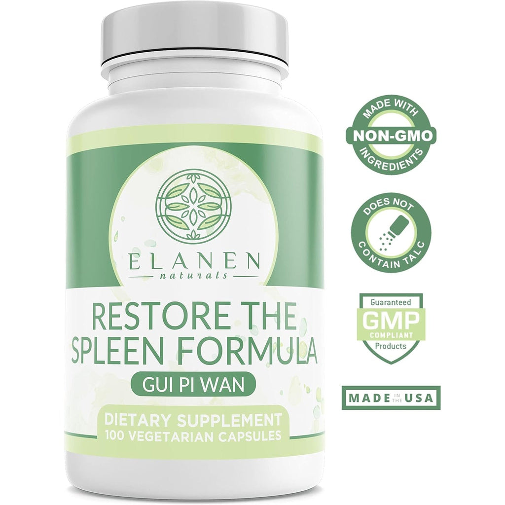 Elanen Naturals GUI Pi Wan, 3Rd Party Tested, GUI Pi Tang, Restore the Spleen Formula to Nourish the Heart, Spleen, and Mind, 100 Vegetable Capsules