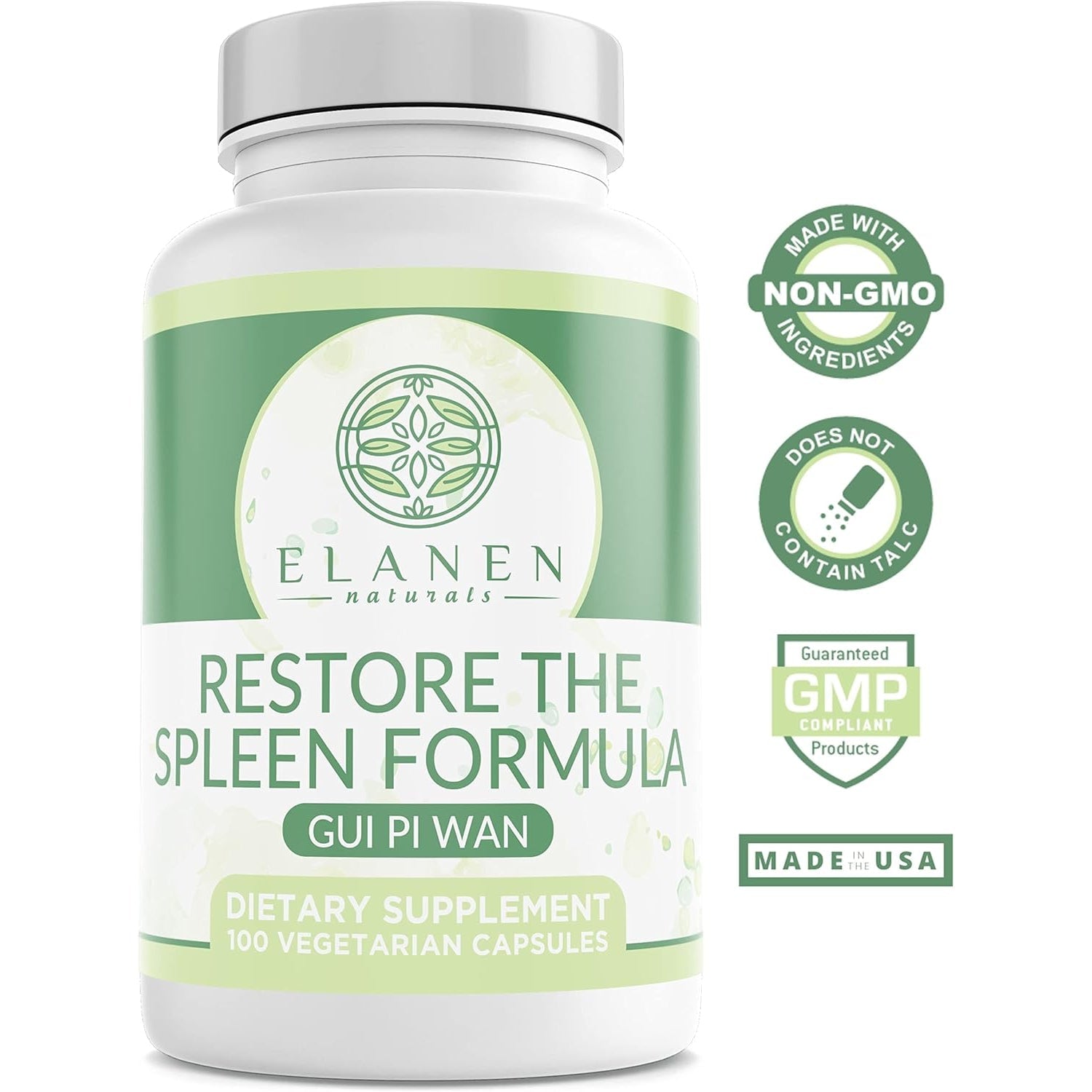 Elanen Naturals GUI Pi Wan, 3Rd Party Tested, GUI Pi Tang, Restore the Spleen Formula to Nourish the Heart, Spleen, and Mind, 100 Vegetable Capsules