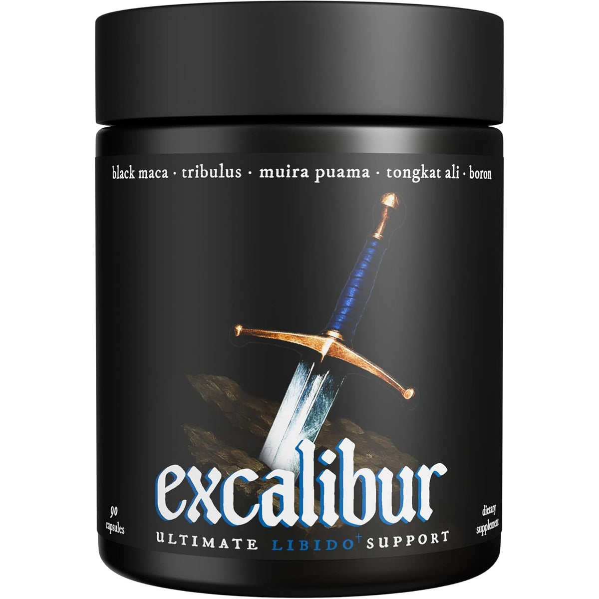 Excalibur - Libido Booster | Testosterone, Hormone & Libido Support for Men | Black Maca, Muira Puama, Tribulus Terrestris, Tongkat Ali, & Boron | One Month Supply, Boost Drive, Desire, and Blood Flow