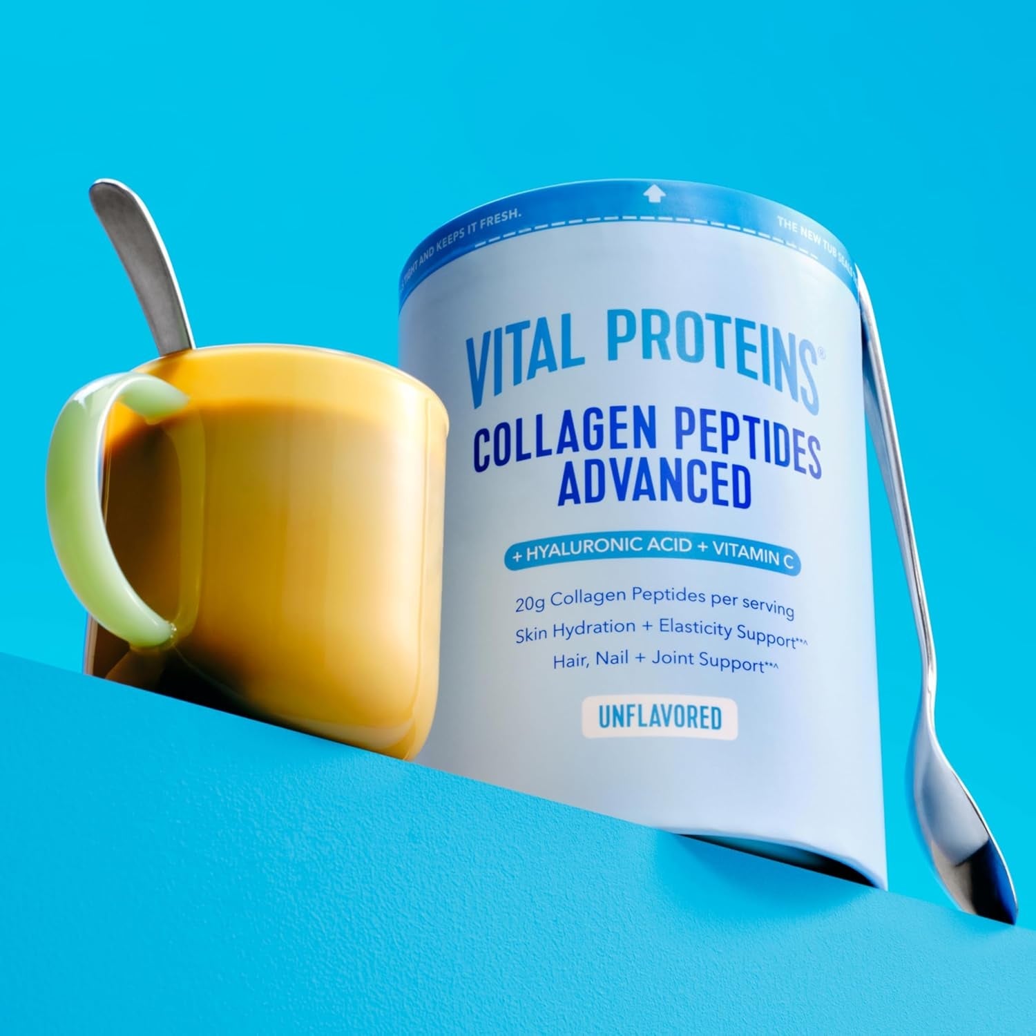 Vital Proteins Collagen Peptides Powder Advanced with Hyaluronic Acid & Vitamin C, 20Oz Collagen Protein, Unflavored, 27 Servings