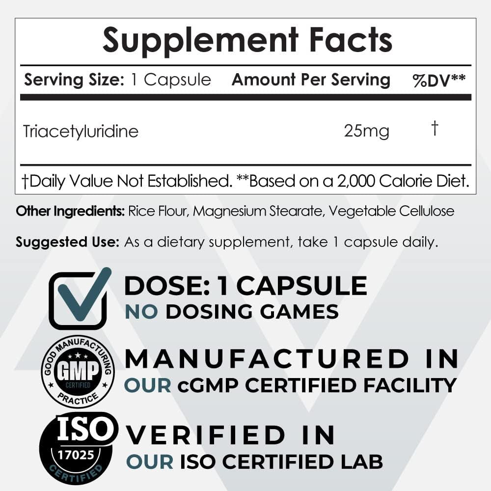 Nootropics Depot Triacetyluridine Tau Capsules | 25Mg | Promotes Well-Being | Improves Cognitive Health | Promotes Healthy Stress Levels | 60 Count