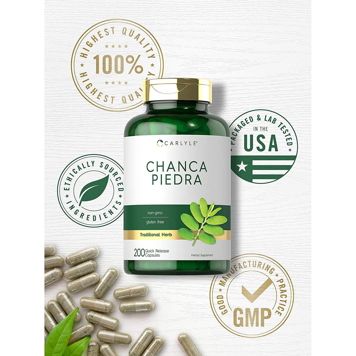 Carlyle Chanca Piedra | 200 Capsules | Non-Gmo and Gluten Free Traditional Herb Formula