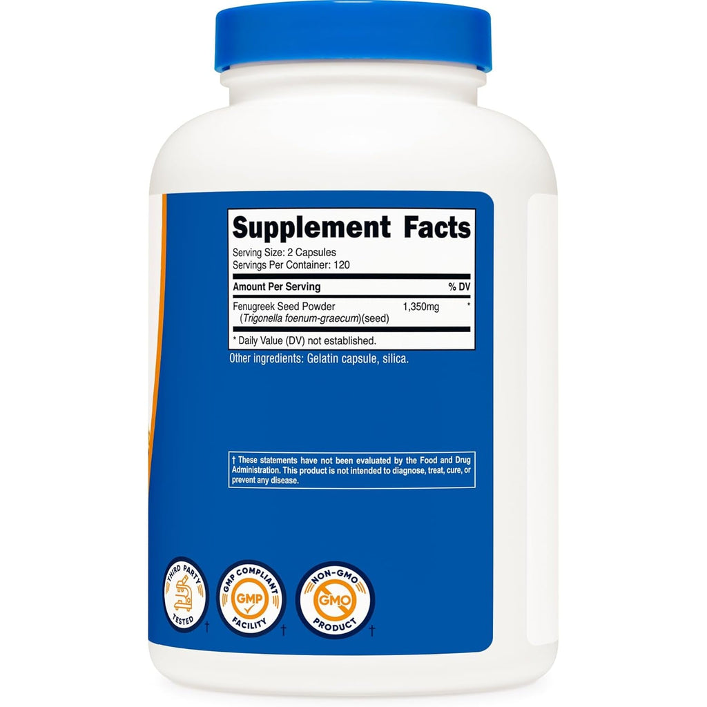 Nutricost Fenugreek Seed 1350Mg, 240 Capsules - Gluten Free, Non-Gmo, 675Mg per Capsule
