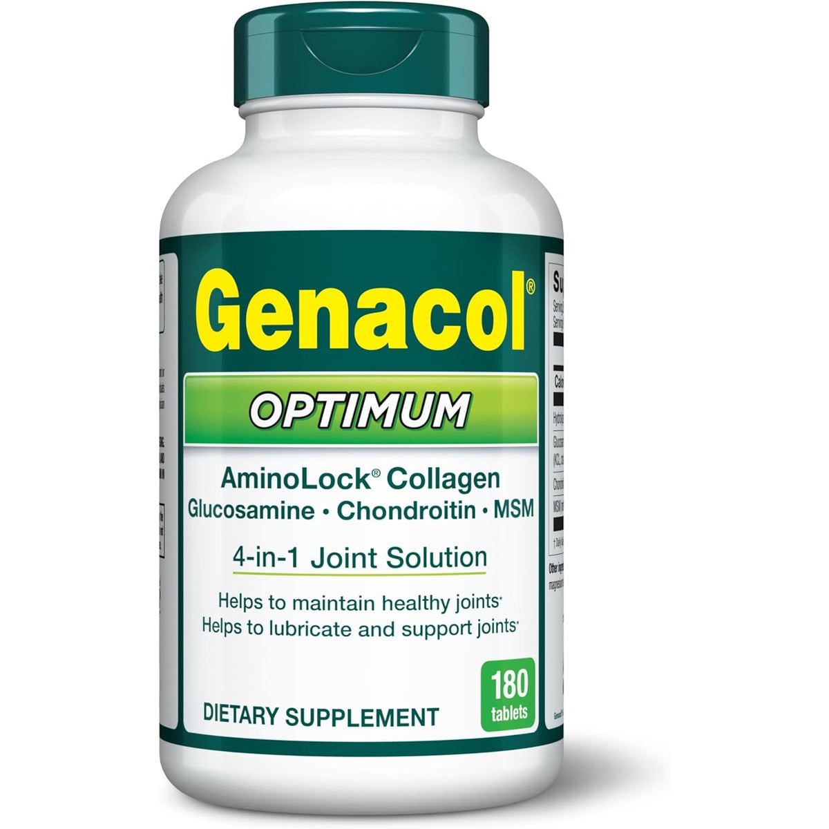 Genacol Optimum – Glucosamine, Chondroitin, MSM & Ultra-Hydrolyzed Collagen Joint Supplement, Complete Formula for Joints and Cartilage, 180 Tablets (60-Day Supply)