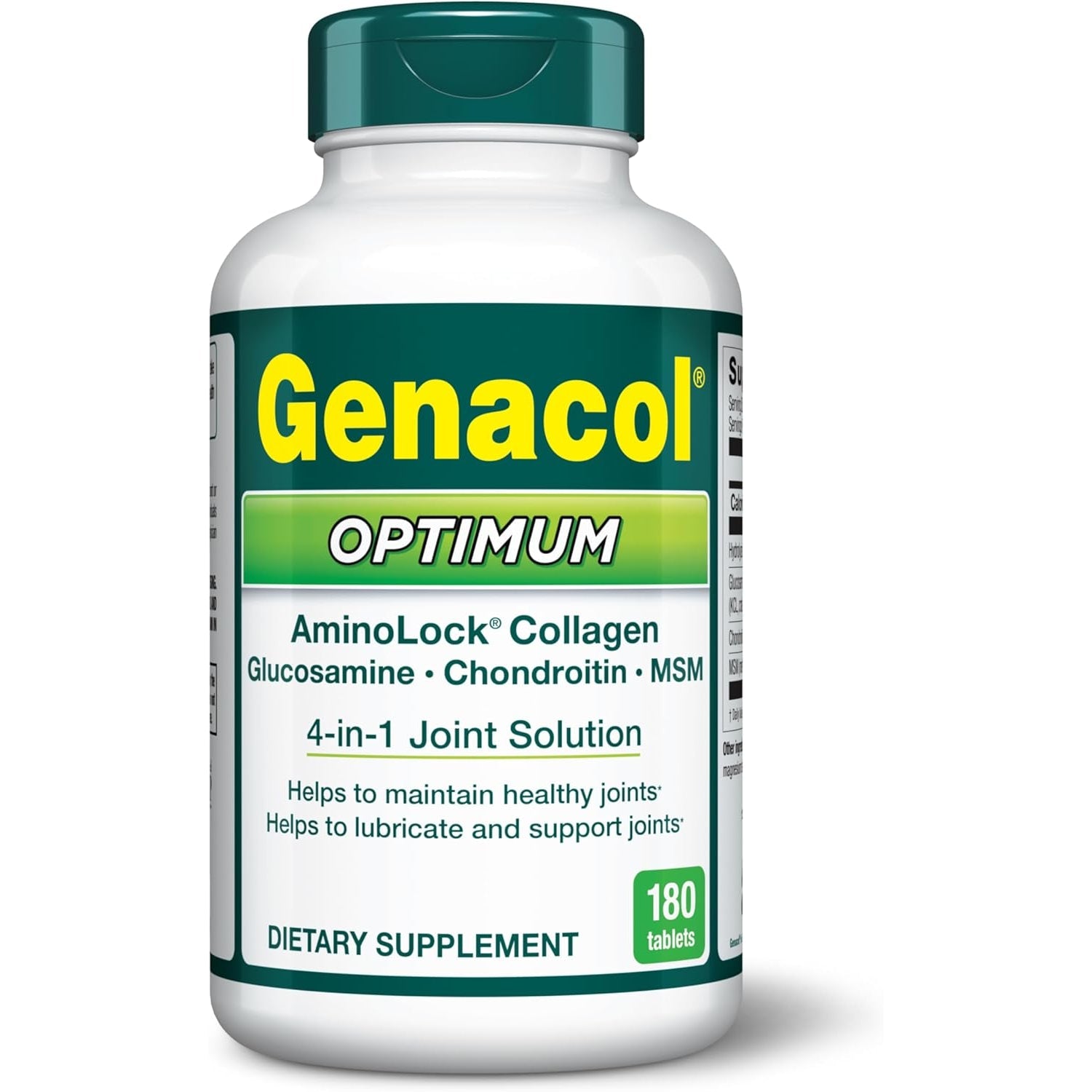 Genacol Optimum – Glucosamine, Chondroitin, MSM & Ultra-Hydrolyzed Collagen Joint Supplement, Complete Formula for Joints and Cartilage, 180 Tablets (60-Day Supply)