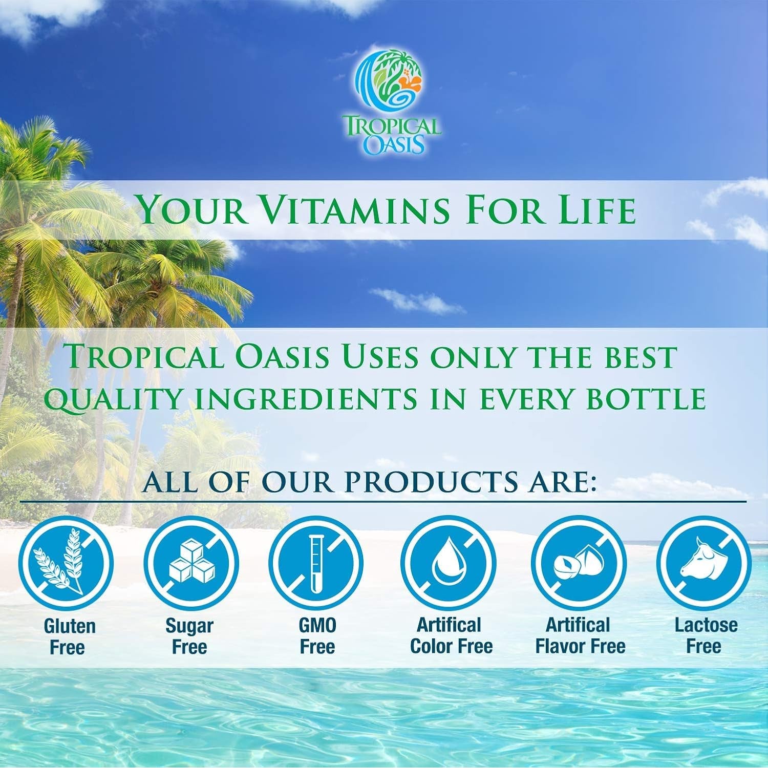 Tropical Oasis Mega plus - Liquid Multivitamin and Mineral Supplement – Includes 85 Vitamins & Minerals, 20 Amino Acids + Coq10, Grape Seed Extract & Organic Aloe Vera - 32Oz, 32 Servings, 33460
