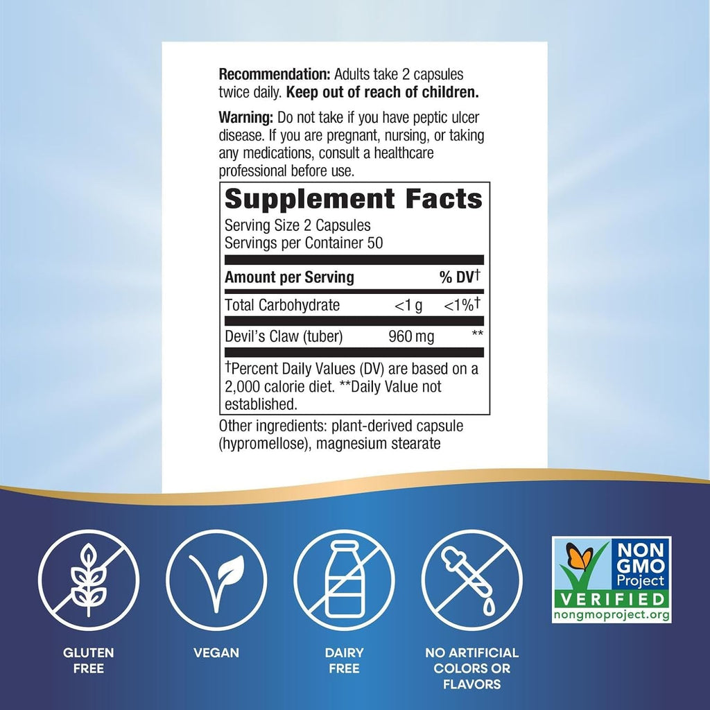 Nature'S Way Devil'S Claw Root, Joint Inflammation Relief, 100 Vegetarian Capsules