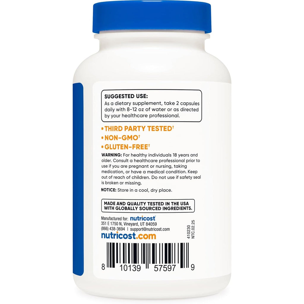 Nutricost L-Methionine (1,000 Mg) 120 Capsules - 60 Servings, Gluten-Free, Gmo-Free