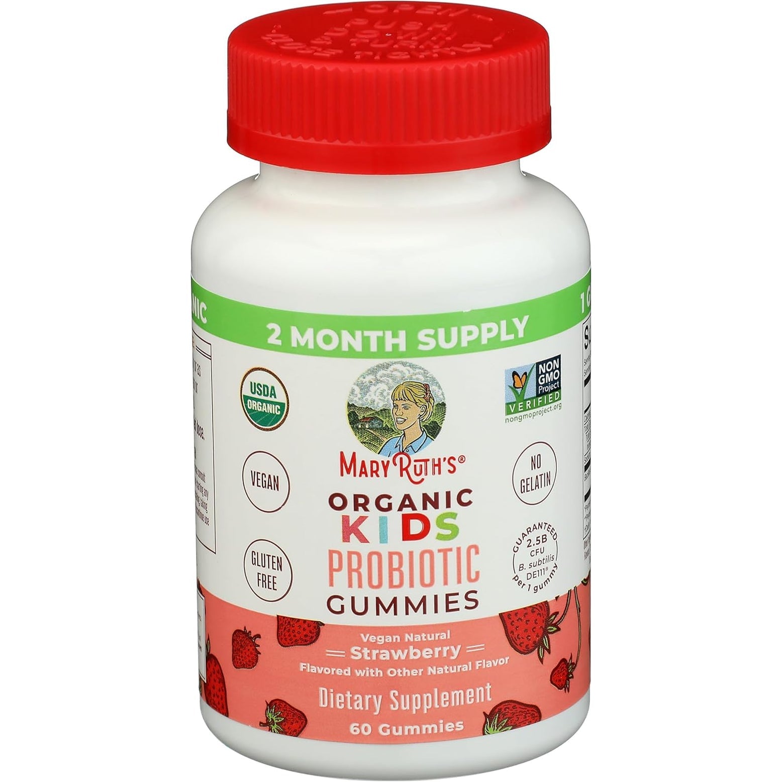 Mary Ruth'S Organic Kids Strawberry Probiotic Gummies, 60 CT