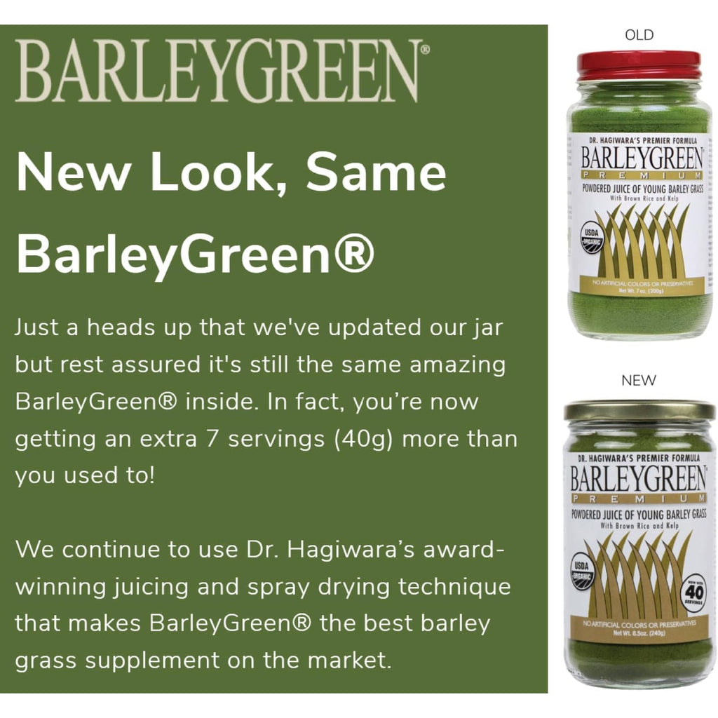 Dr. Hagiwara'S Original Premium W/Kelp - Organic Barley Grass Juice Powder 8.5Oz (240G) - 40 Servings