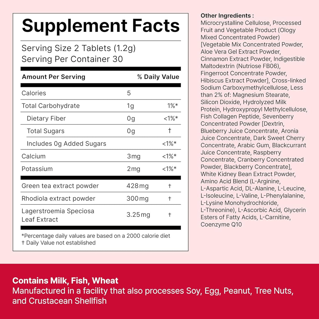 FOODOLOGY Coleology Cut PRO – Green Tea Extract 428Mg Nighttime Fat Metabolism Support for Women, 9-In-1 Formula with Banaba Leaf & Rhodiola Rosea, Korean Dietary Supplement, 30 Day Supply
