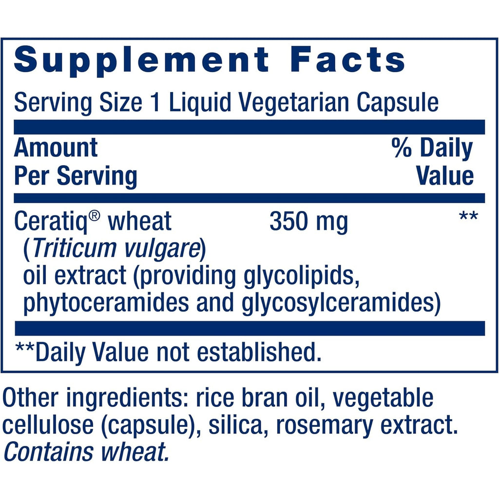 Life Extension Skin Restoring Ceramides* – Wheat Oil Extract – Hydrates & Smooths the Appearance of Fine Lines & Wrinkles – Gluten-Free, Non-Gmo, 1-Daily, Vegetarian – 30 Liquid Capsules